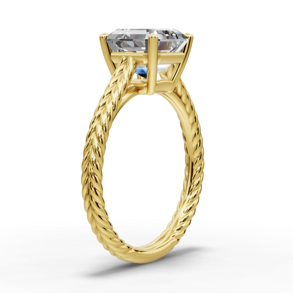 Jayden Square Emerald Shape Classic Engagement Ring in 18K Yellow Gold