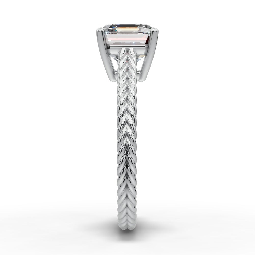 Jayden Square Emerald Shape Classic Engagement Ring in Platinum