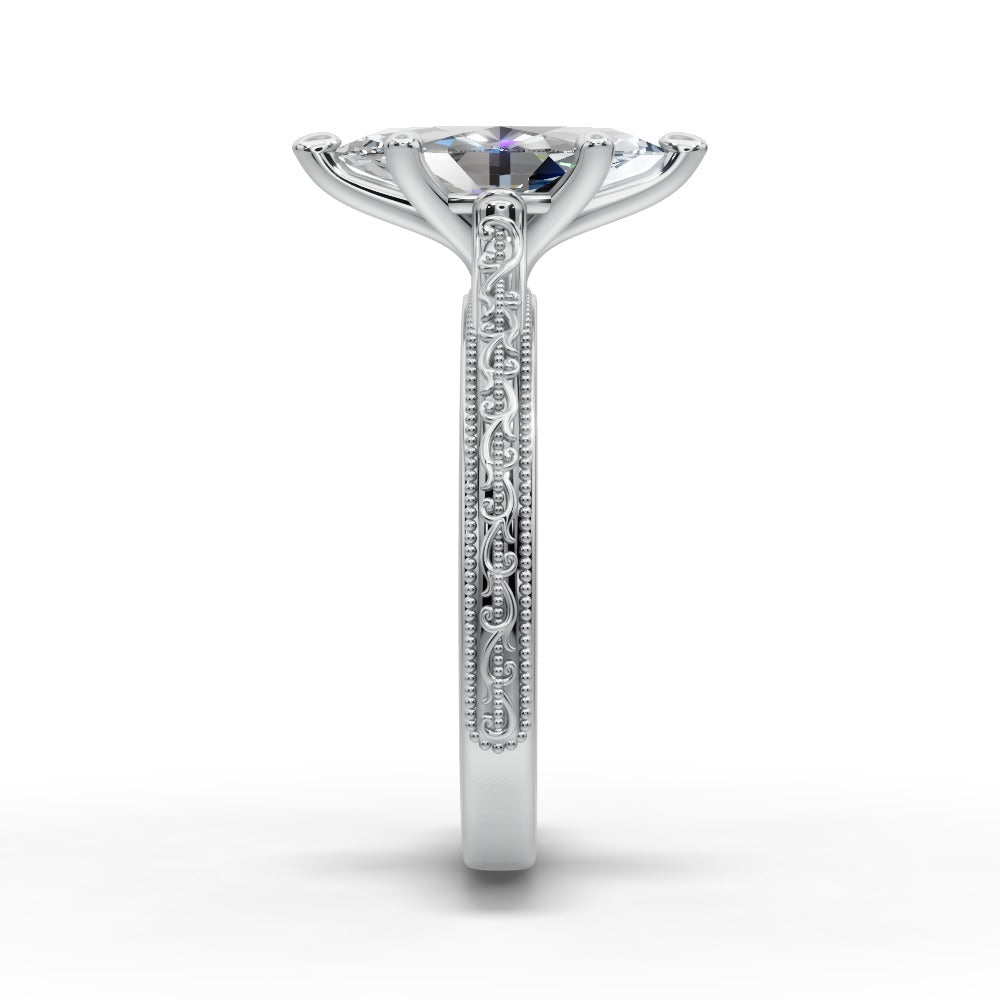Violet Marquise Shape Classic Engagement Ring in 18K White Gold