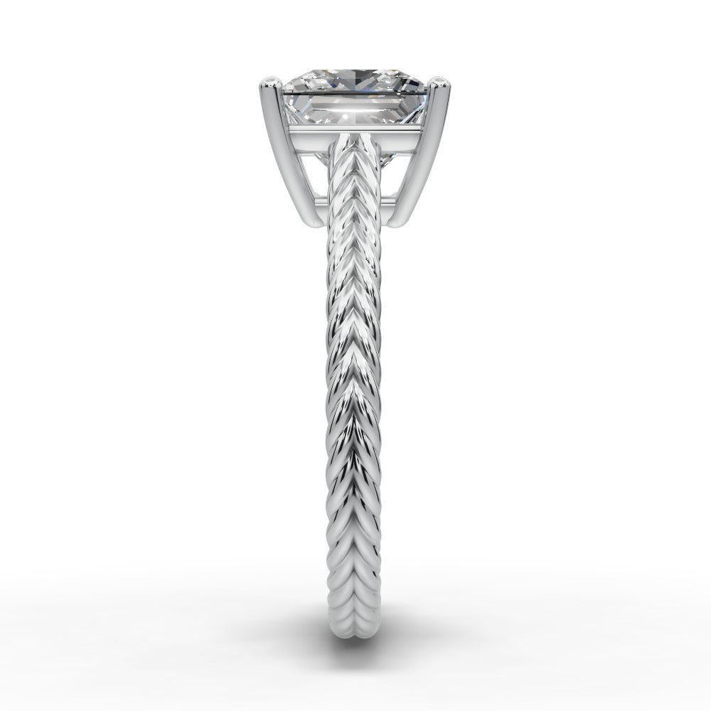 Jayden Princess Shape Classic Engagement Ring in Platinum