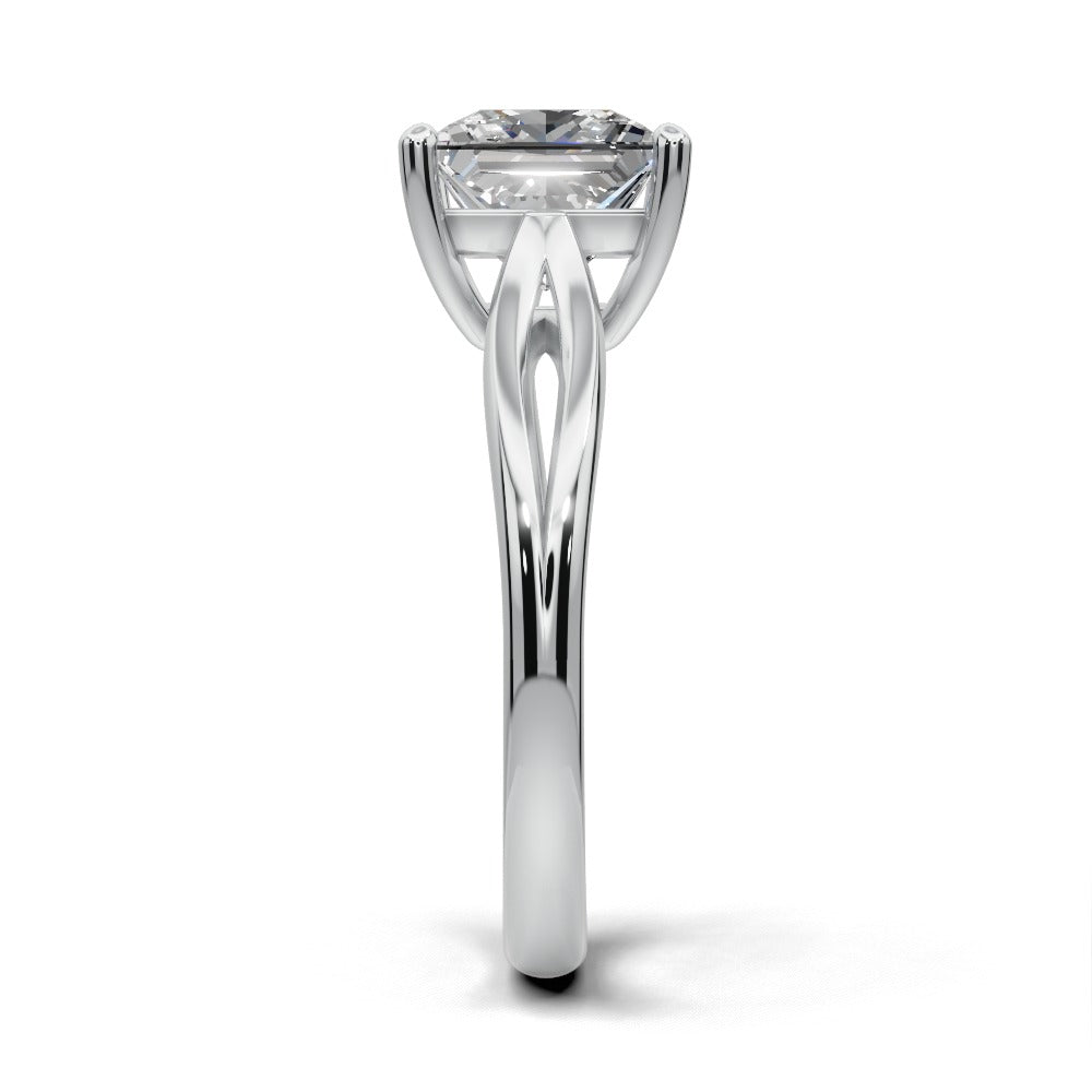 Beatrice Princess Shape Classic Engagement Ring in 14K White Gold