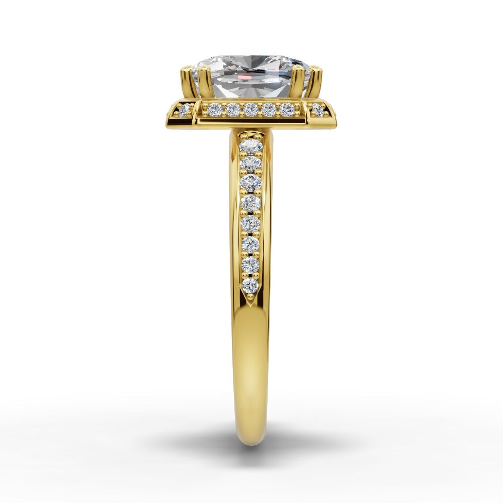 Tessa Cushion Shape Halo Engagement Ring in 18K Yellow Gold