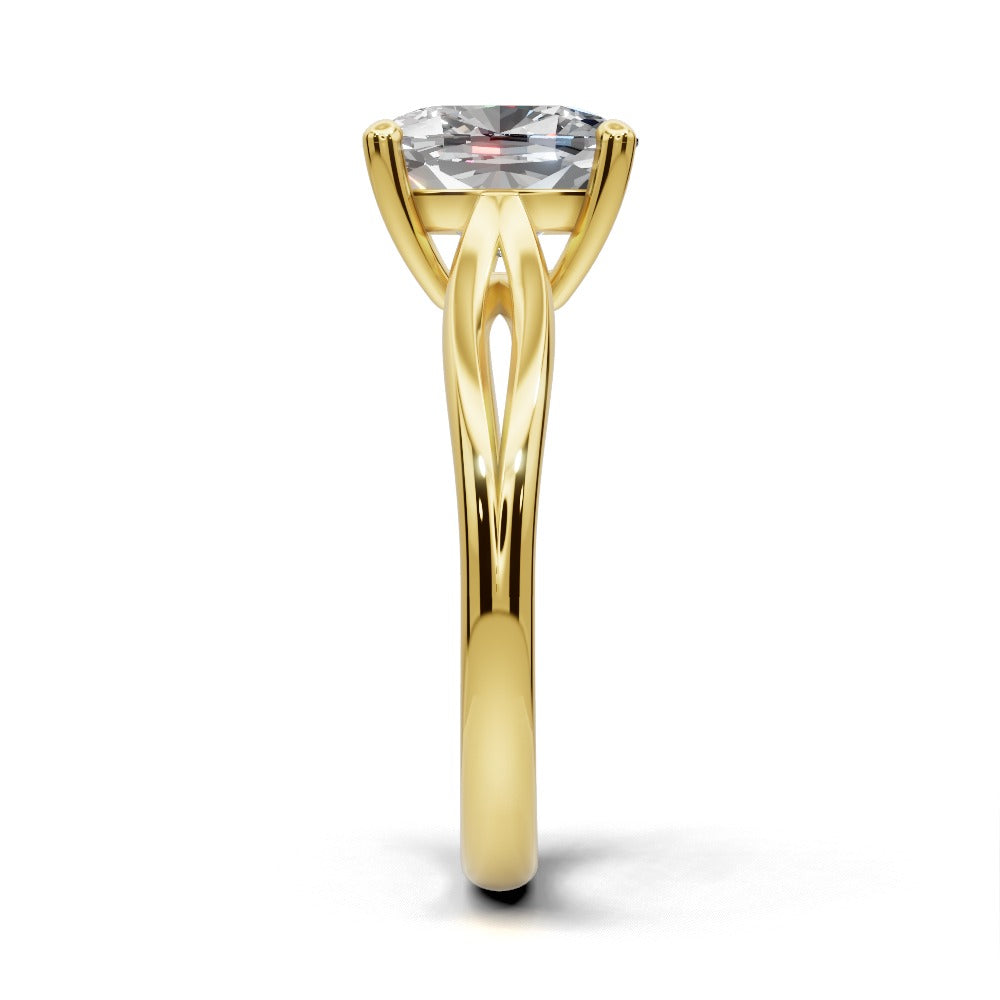 Beatrice Cushion Shape Classic Engagement Ring in 18K Yellow Gold