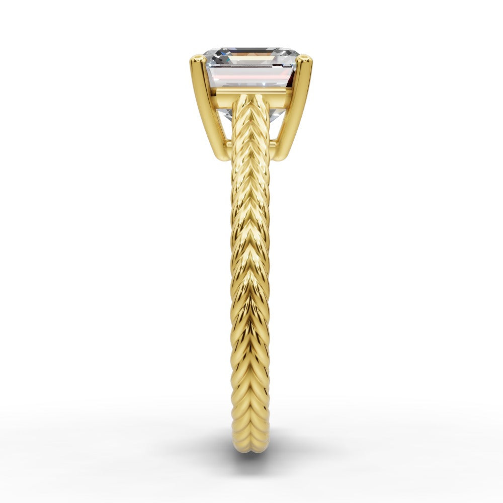 Jayden Square Emerald Shape Classic Engagement Ring in 14K Yellow Gold