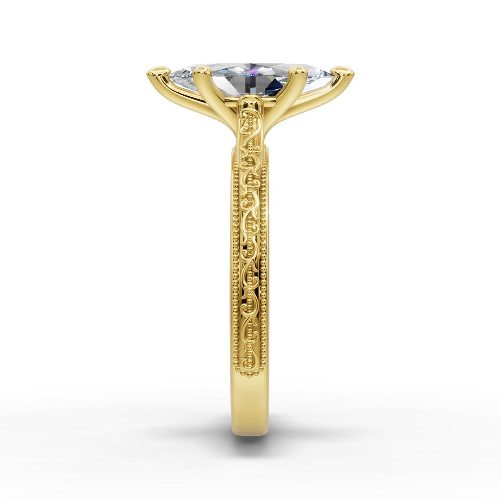 Violet Marquise Shape Classic Engagement Ring in 14K Yellow Gold