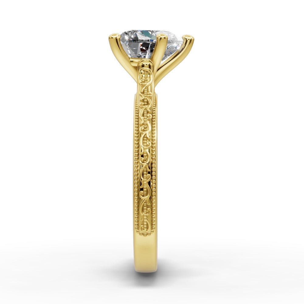 Violet Heart Shape Classic Engagement Ring in 18K Yellow Gold