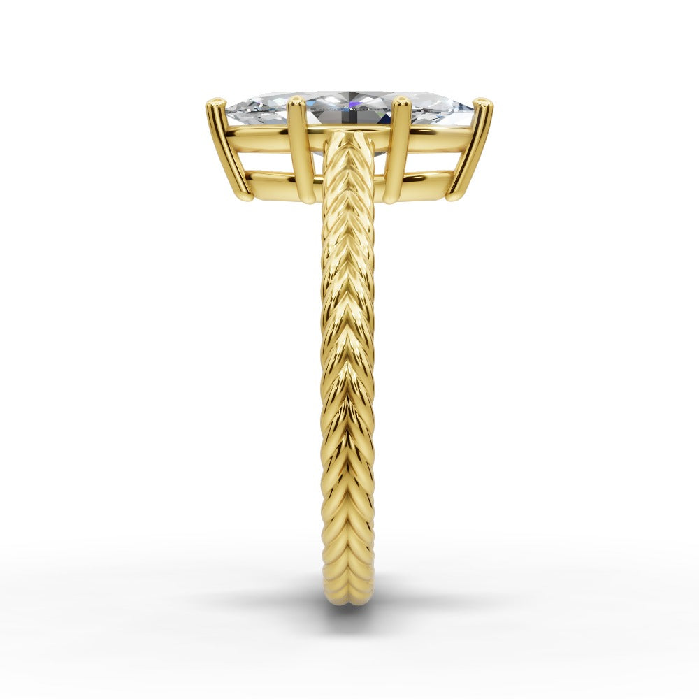 Jayden Marquise Shape Classic Engagement Ring in 14K Yellow Gold