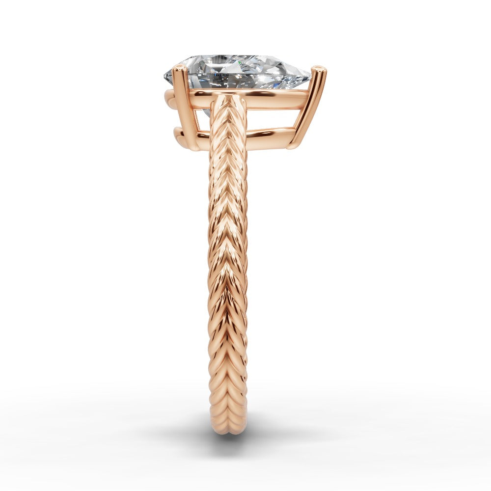 Jayden Pear Shape Classic Engagement Ring in 14K Rose Gold