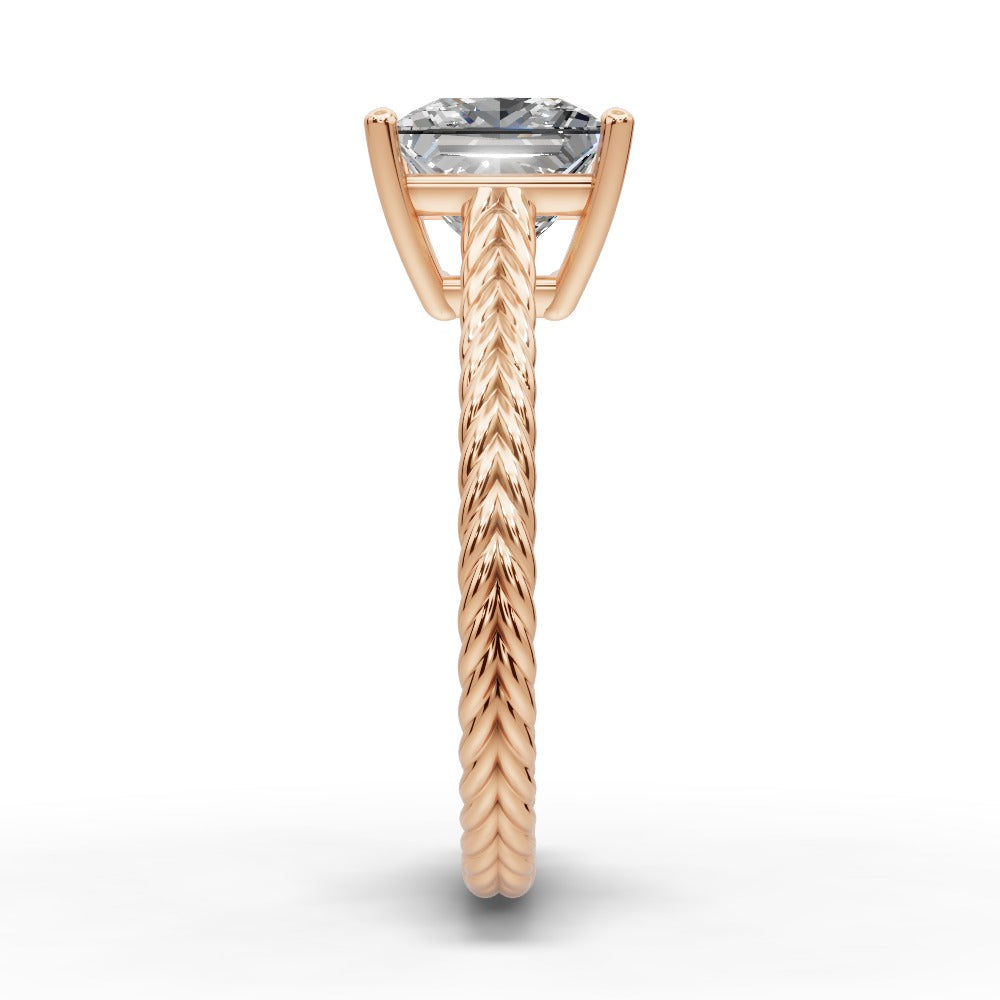 Jayden Princess Shape Classic Engagement Ring in 18K Rose Gold