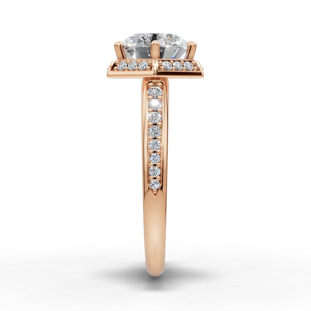 Tessa Round Shape Halo Engagement Ring in 14K Rose Gold