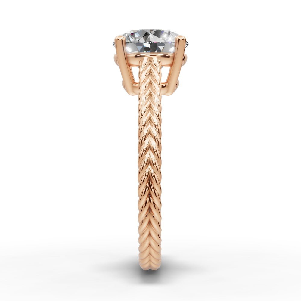 Jayden Round Shape Classic Engagement Ring in 18K Rose Gold
