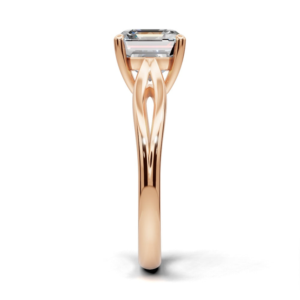 Beatrice Square Emerald Shape Classic Engagement Ring in 14K Rose Gold
