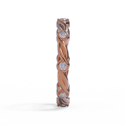 Tatiana - Women's 14k Gold Wedding Ring with Twisted Diamond Design 14K Rose Gold - Natural Diamond
