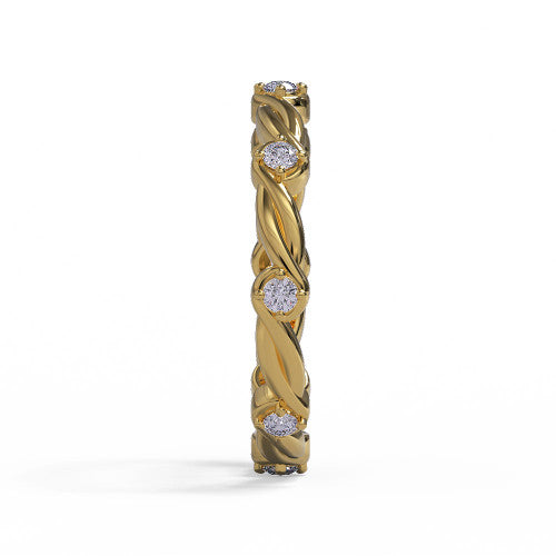 Tatiana - Women's 14k Gold Wedding Ring with Twisted Diamond Design 14K Yellow Gold - Natural Diamond
