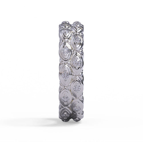 Dana - Women's 14k Gold Diamond Wedding Ring with Double Marquise Pattern 14K White Gold - Natural Diamond