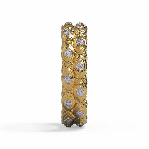 Dana - Women's 14k Gold Diamond Wedding Ring with Double Marquise Pattern 14K Yellow Gold - Natural Diamond