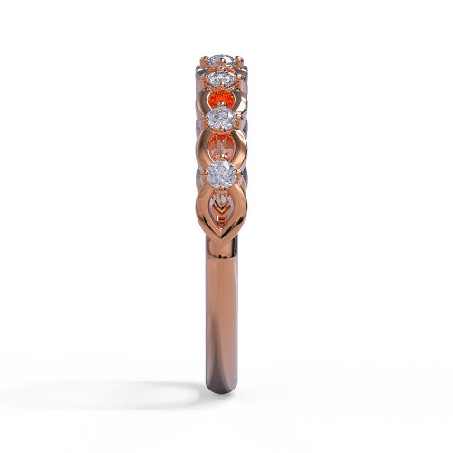 Joelle - Women's 14k Gold Wedding Ring with Interlocking Design 14K Rose Gold - Natural Diamond
