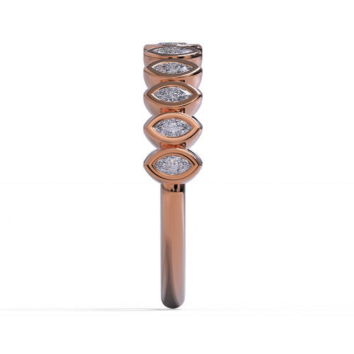 Nori - Women's 14k Gold Wedding Ring in Marquise-Shaped Bezel design 14K Rose Gold - Natural Diamond
