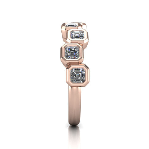 Kiana - 14k Gold Emerald Square Shape Eternity Wedding Ring 14K Rose Gold - Natural Diamond