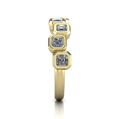 Kiana - 14k Gold Emerald Square Shape Eternity Wedding Ring 14K Yellow Gold - Natural Diamond