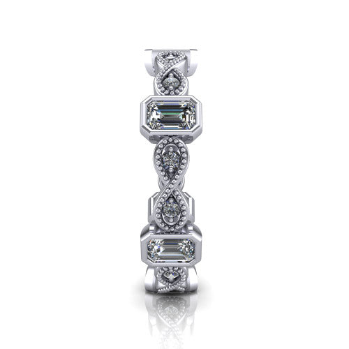 Evie - Women's 14k Gold Emerald-Cut Diamond Wedding Ring 14K White Gold - Natural Diamond