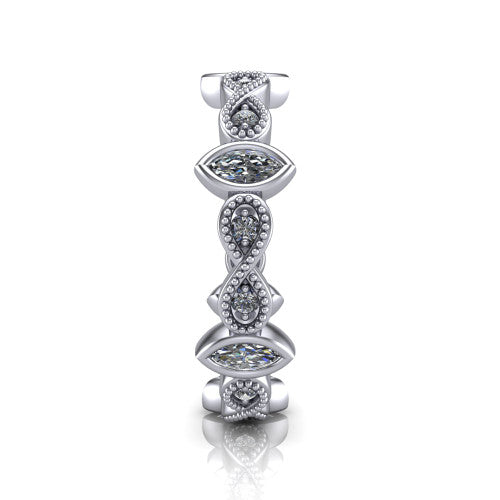 Evie - Women's 14k Gold Marquise-Cut Diamond Wedding Ring 14K White Gold - Natural Diamond