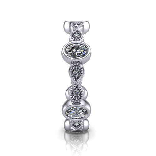 Evie - Women's 14k Gold Oval-Cut Diamond Wedding Ring 14K White Gold - Natural Diamond