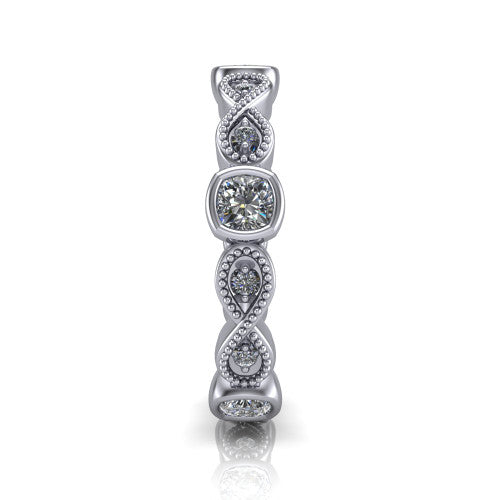 Evie - Women's 14k Gold Cushion-Cut Diamond Wedding Ring 14K White Gold - Natural Diamond