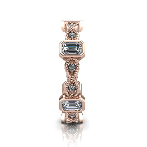 Evie - Women's 14k Gold Emerald-Cut Diamond Wedding Ring 14K Rose Gold - Natural Diamond