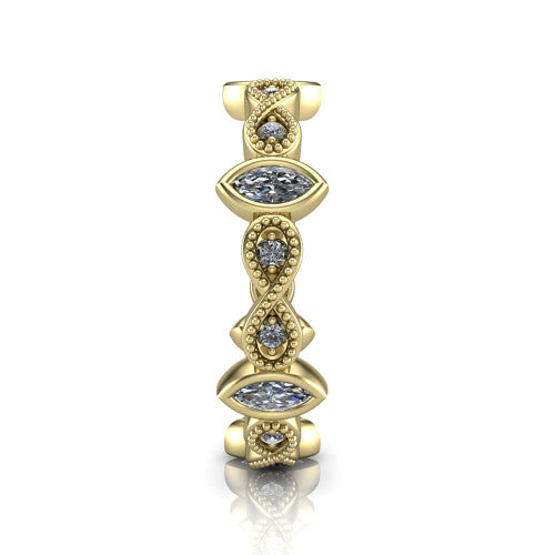 Evie - Women's 14k Gold Marquise-Cut Diamond Wedding Ring 14K Yellow Gold - Natural Diamond