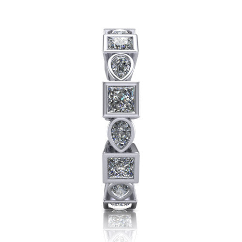 Giselle - Women's 14k Gold Princess-Cut Diamond Wedding Ring 14K White Gold - Natural Diamond