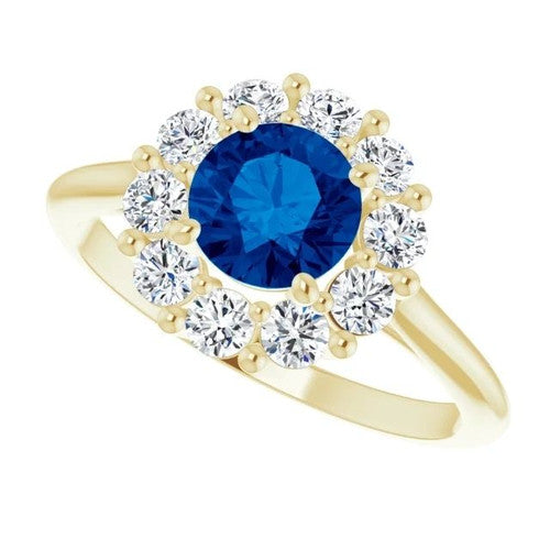 14K Gold Natural Blue Sapphire & 1/2 CTW Natural Diamond Ring 14K Yellow Gold