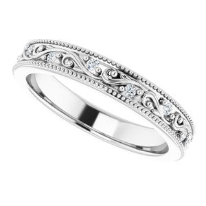Diamond - Emily - Platinum 1/10 CTW Natural Diamond Floral Band