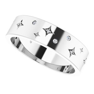 Diamond - Eloise - 14K White Gold 1/8 CTW Natural Diamond Star Band Size 11