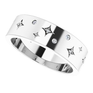 Diamond - Eloise - Platinum 1/8 CTW Natural Diamond Star Band Size 8.5