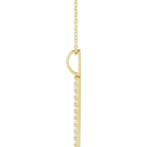 14K Gold 1/6 CTW Diamond Vertical Bar 16-18" Necklace 14K Yellow Gold