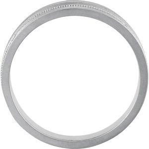 Matte - Jonah - Platinum Milgrain Grooved Tapered Flat Band