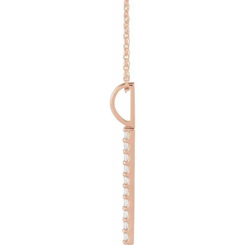 14K Gold 1/6 CTW Diamond Vertical Bar 16-18" Necklace 14K Rose Gold