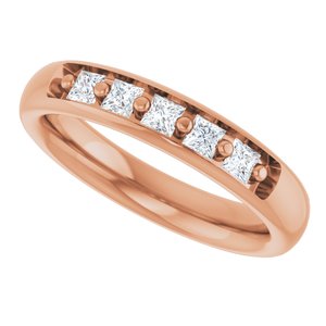 Hammered - Thomas - 14K Rose Gold 1/2 CTW Natural Diamond Mens Band