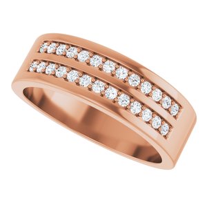 Classic - Elias - 14K Rose Gold 3/8 CTW Natural Diamond Double Row Tapered Band