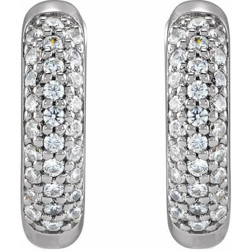 14K Gold 1/4 CTW Lab-Grown Diamond 12 mm Hinged Hoop Earrings 14K White Gold