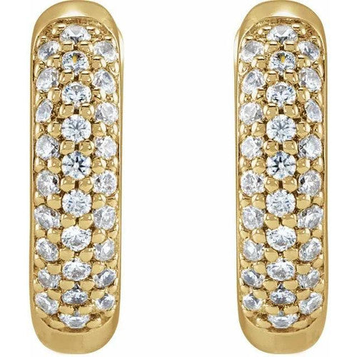 14K Gold 1/4 CTW Lab-Grown Diamond 12 mm Hinged Hoop Earrings 14K Yellow Gold