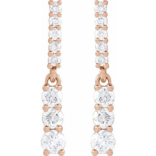 14K Gold 1/4 CTW Natural Diamond Dangle Earrings 14K Rose Gold