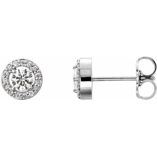 14K Gold 1/2 CTW Diamond Halo-Style Earrings 14K White Gold