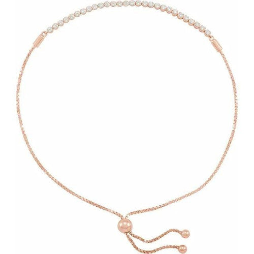 14K Gold 1/2 CTW Natural Diamond Bolo 9 1/2" Bracelet 14K Rose Gold
