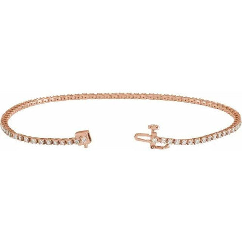 14K Gold 1 CTW Diamond Line 7 1/4" Bracelet 14K Rose Gold