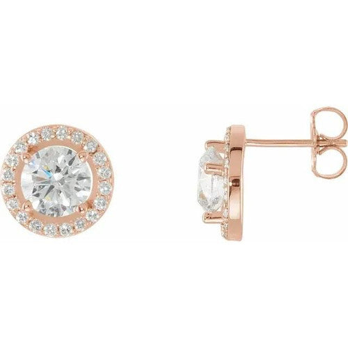 14K Gold 2 1/3 CTW Diamond Halo-Style Earrings 14K Rose Gold