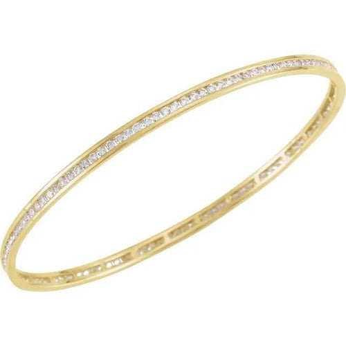 14K Gold 2 1/4 CTW Natural Diamond Stackable Bangle 8" Bracelet 14K Yellow Gold