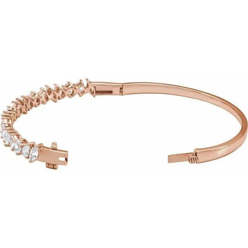 14K Gold 4 1/5 CTW Lab-Grown Diamond Bangle 7" Bracelet 14K Rose Gold