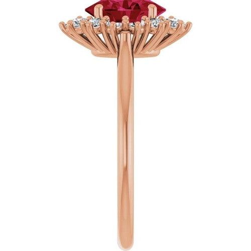 14K Gold Lab-Grown Ruby & 3/8 CTW Natural Diamond Ring 14K Rose Gold